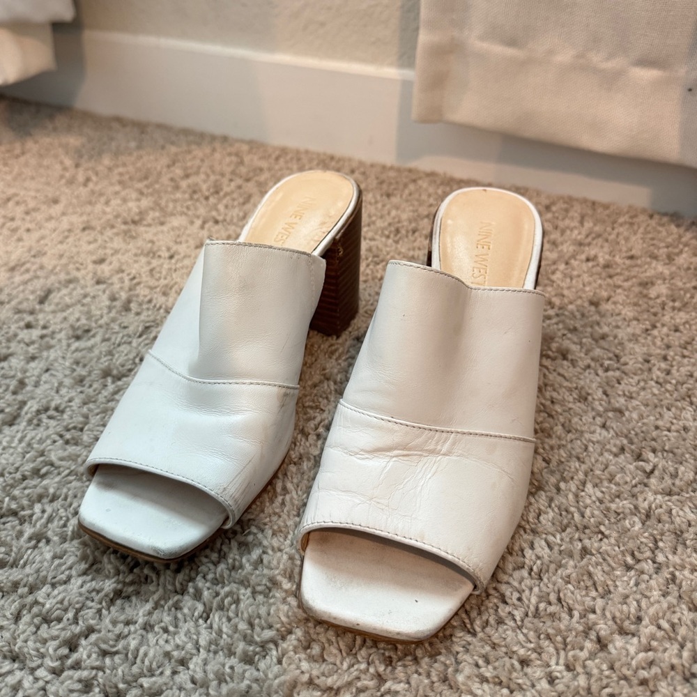 Nine West White Women's Mules size 7